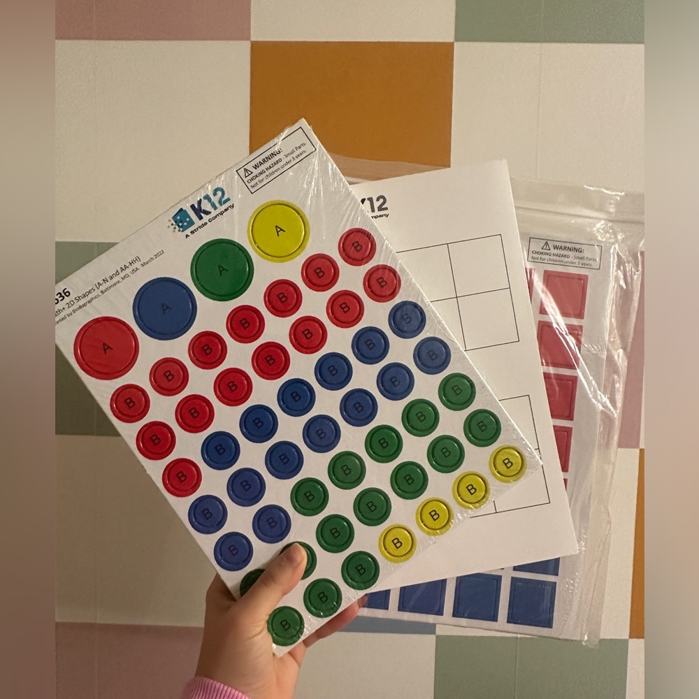 Math homeschool learning materials - 2d shape kit, color tiles & 10 frame